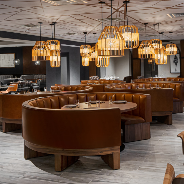 Мебель для столовой кожа металл нержавейка комплект