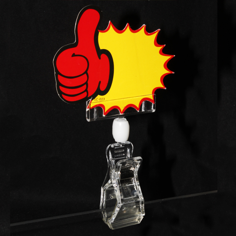 Clear Pop Double Sided Price Tag Sign Holder Paper Clips