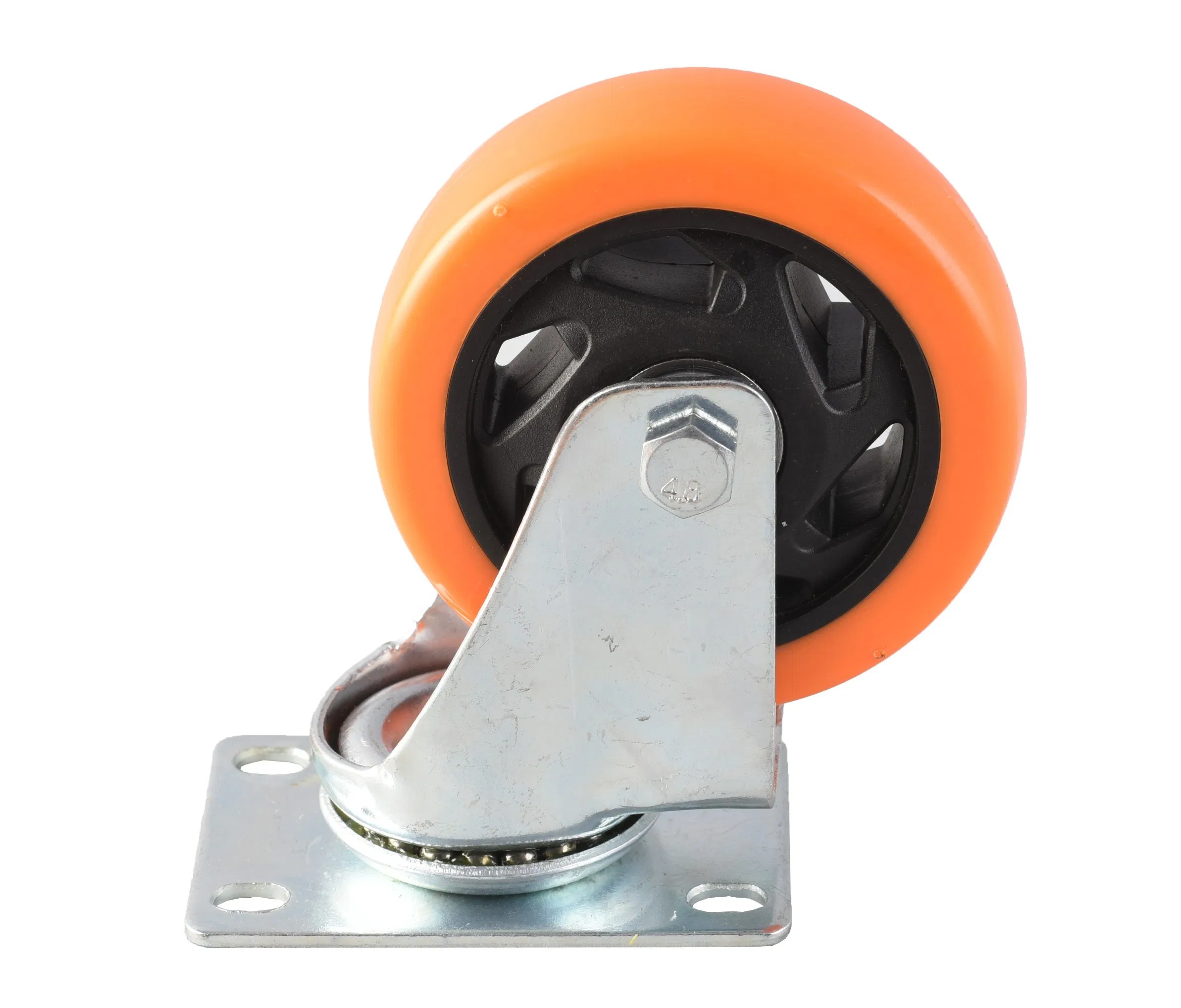 M13 Medium Duty Type Fixed Swivel Brake Threaded Stem Bolt Hole PU Caster Wheel for Handcart