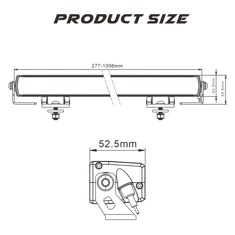 14-дюймовая светодиодная световая балка 60W, прямая тонкая, дальний свет, 5400 лм, для бездорожья
