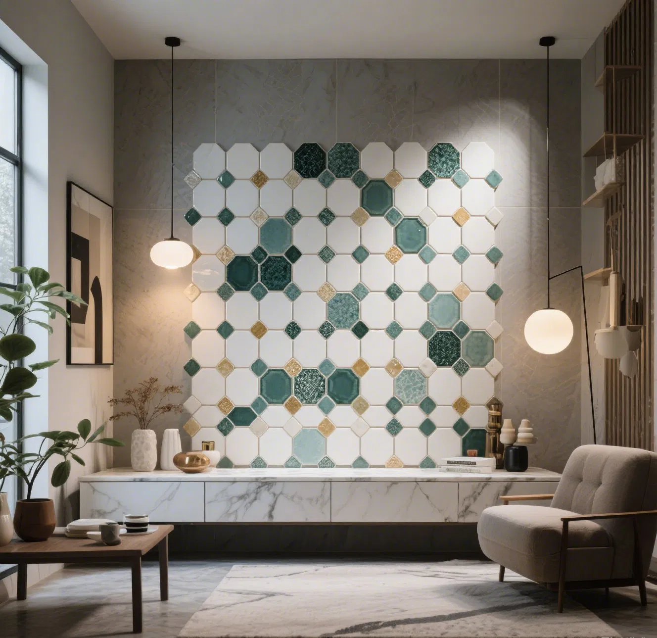Elegant Mosaic Tile Sheets with Mesh for Stylish Rentals