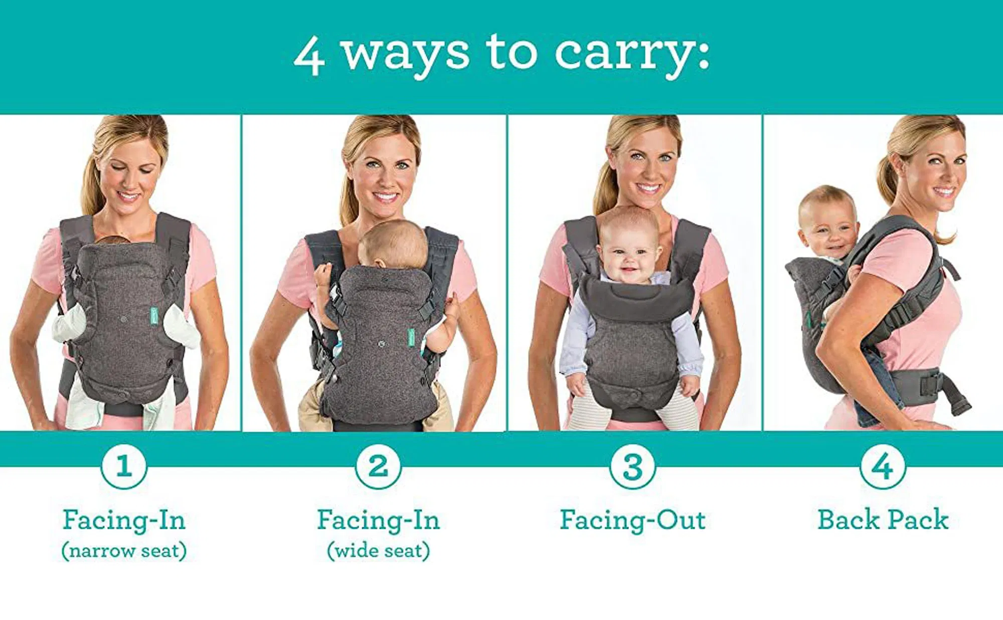 Ergonomic Convertible Face-in and Face-out Back Carry Cozy Newborn Baby Wrap Carrier