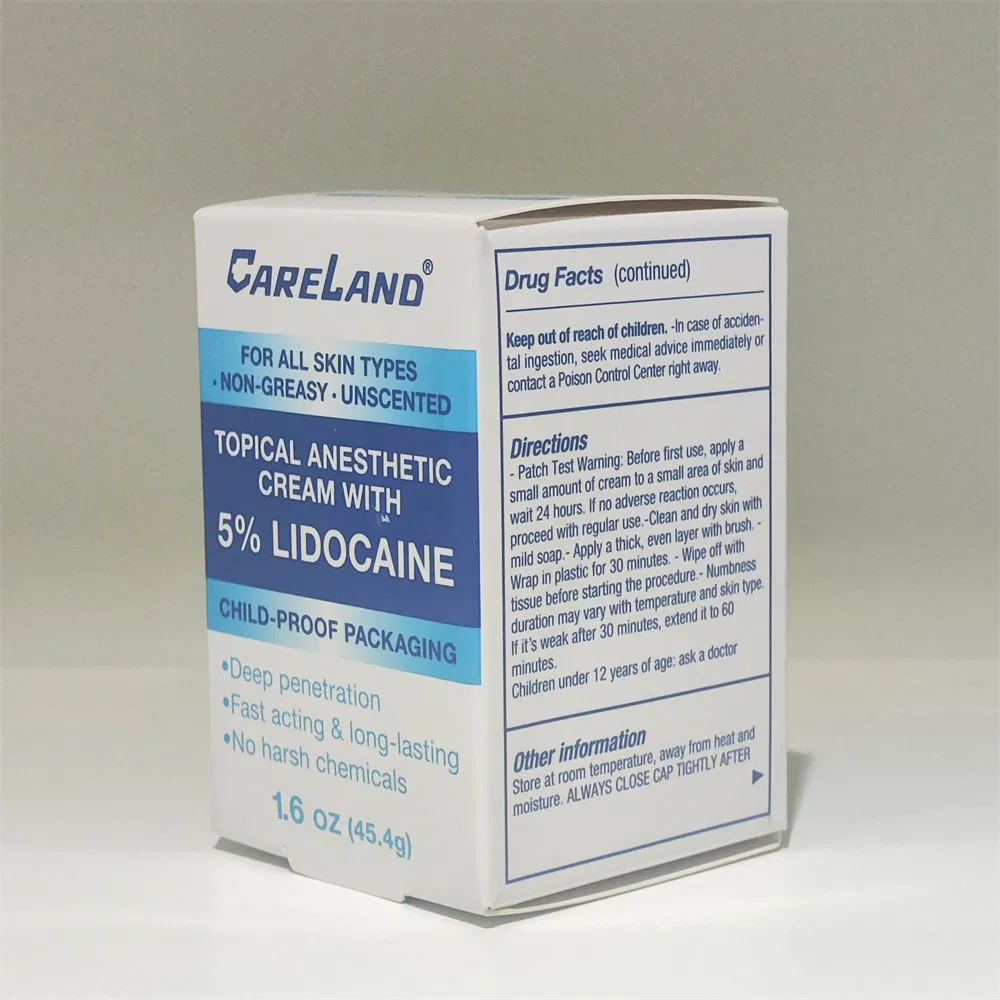 Long Lasting Child Proof Packaging 5% Lidocaine Numbing Topical Anesthetic Cream