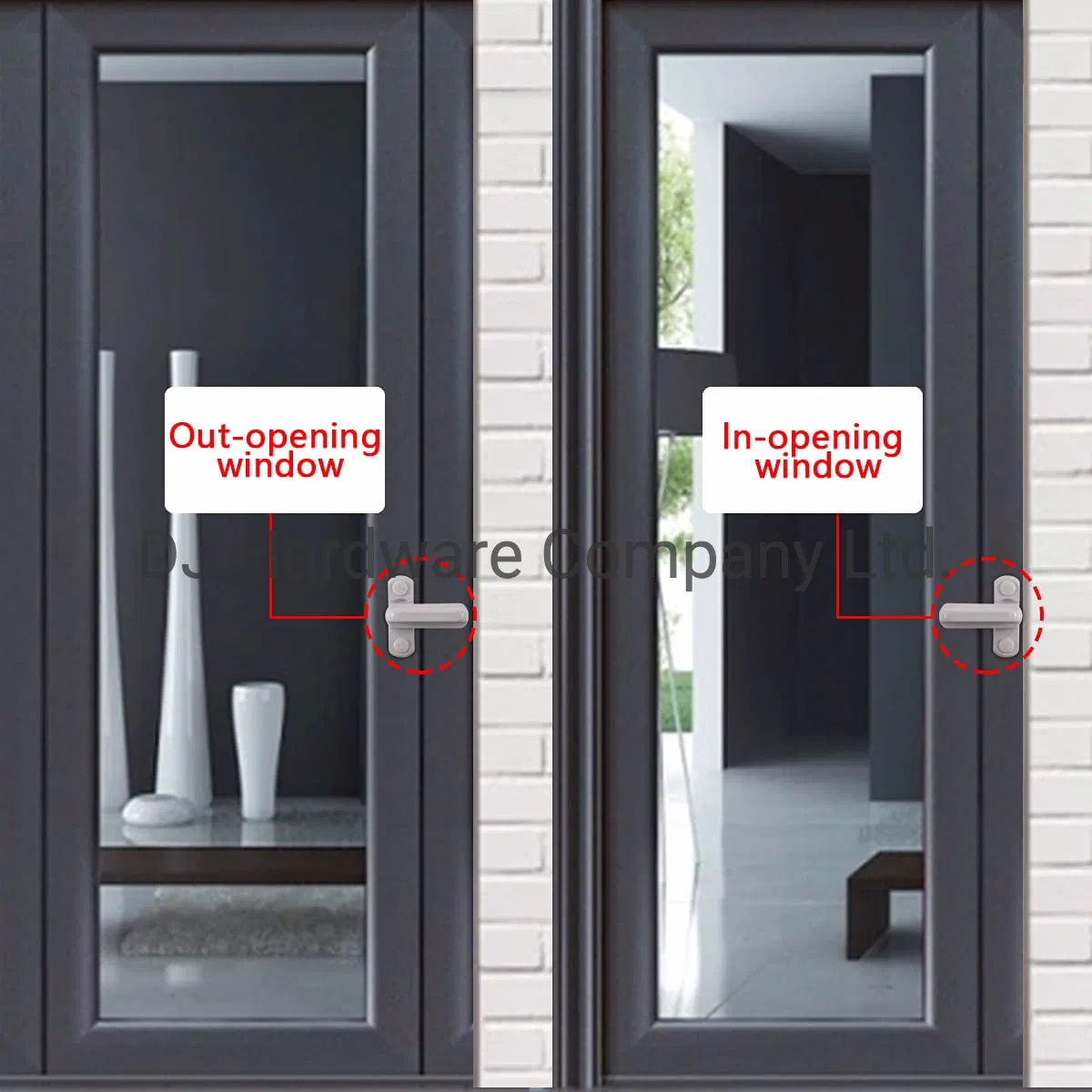 Window Locks 2 PCS UPVC Door Security Sash Jammer Home Security Door Lock for Various UPVC/PVC Doors and Windows Zinc Cast Alloy White