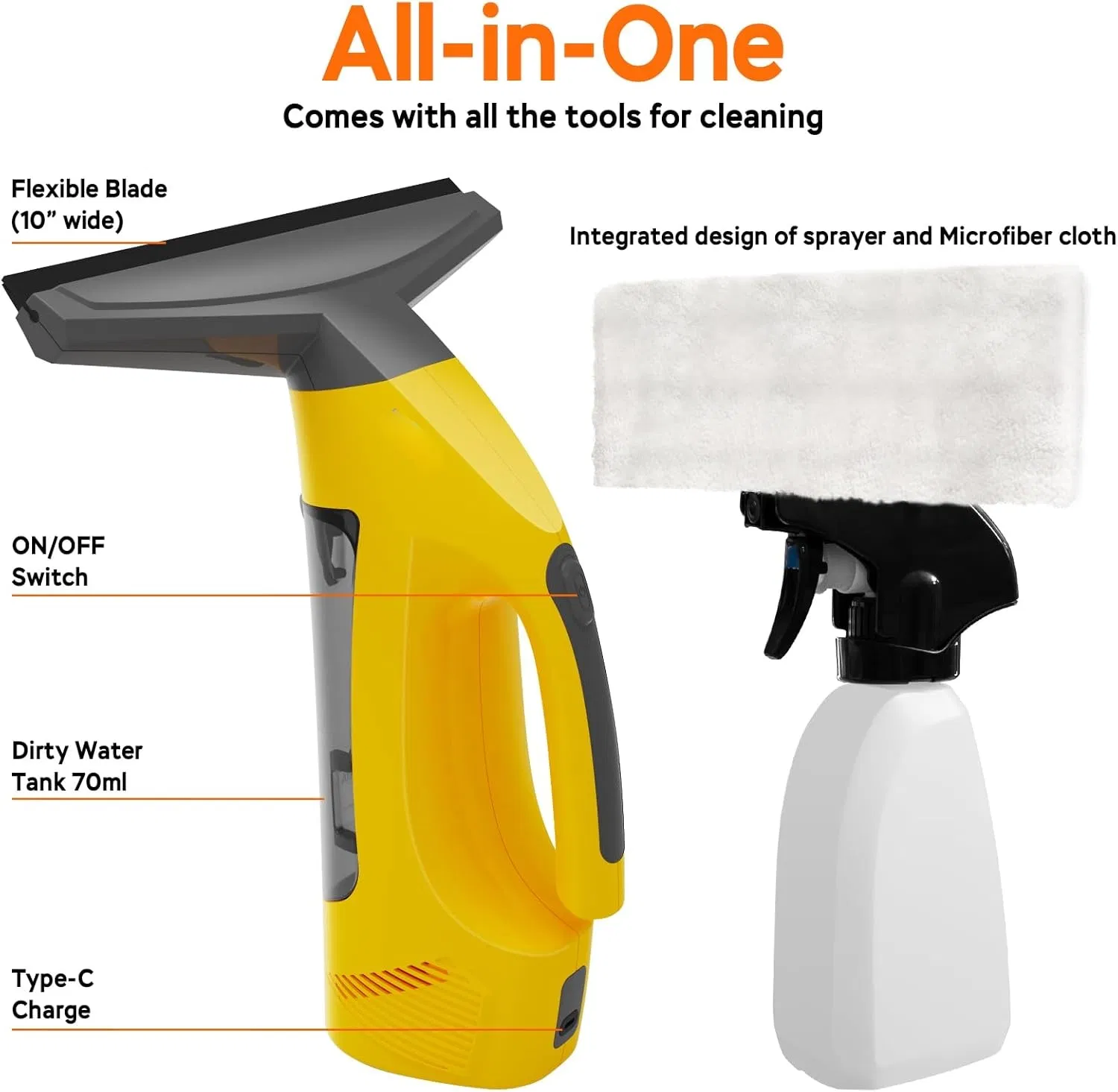 All-in-One Electric Window Squeegee Cordless Battery Window Cleaner (KS-5523)