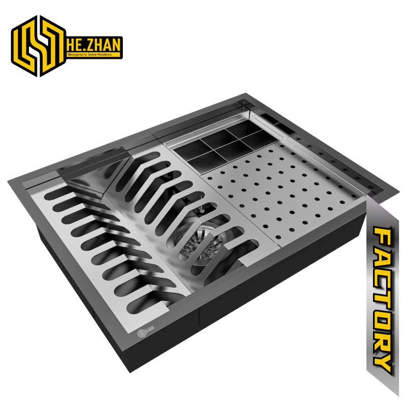 Calha Umida Quadratta Pratic Stainless Steel Top Mounted Dish Drying Rack Dish Drying with Drainer Kitchen Counter Dish Dryer Utensils Holder Drain Sink