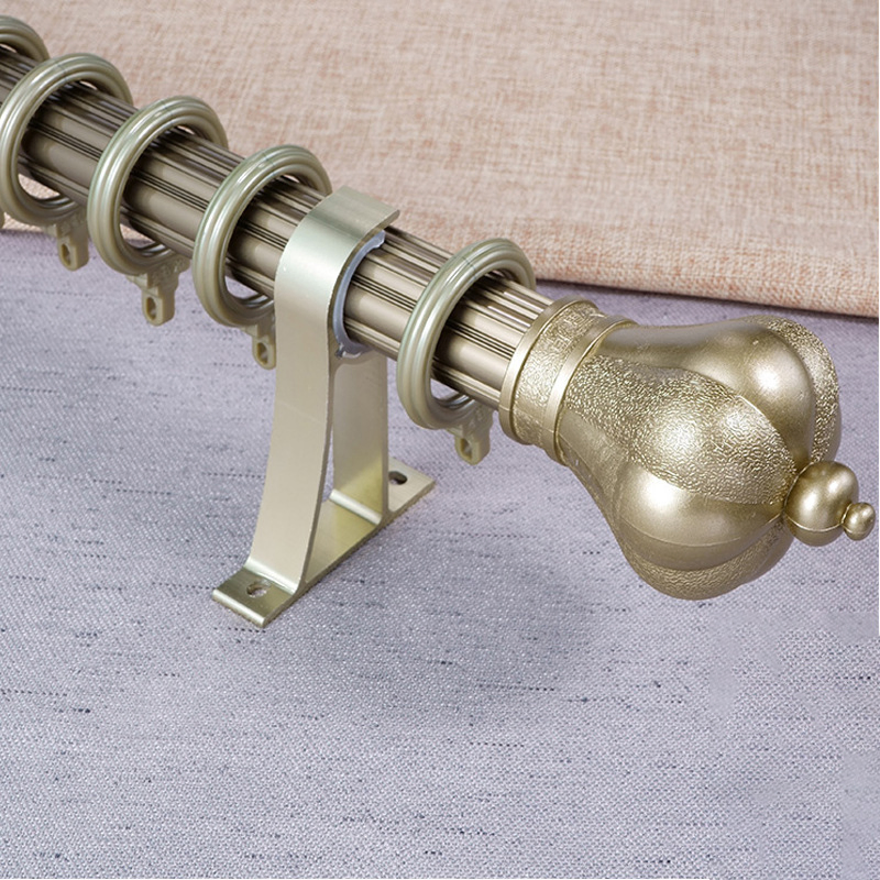 Custom 4 Color Aluminum Alloy Curtain Rod Fittings Single Rod Double Curtain Rod Set