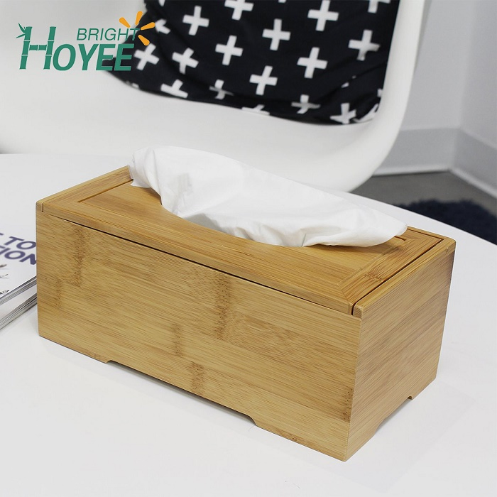 Environmental Wholesale Good Quality Custom Facial Holder Bamboo Tissue Box with Cover