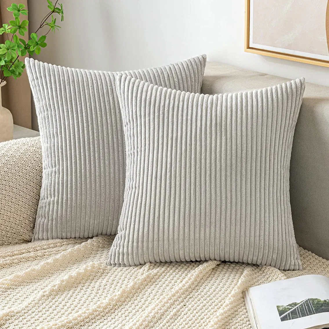 Striped Super Soft Solid Color Pillow Cover 45X45cm Sofa Decor Cushion Cover