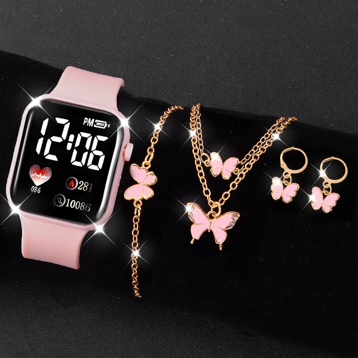 2 Colors Watch Set Gift Child Girl Cute Butterfly Jewelry