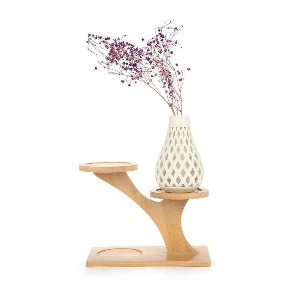 Bamboo Wood Tray 3-Layers Flowerpot Holder Plants Stand Home Decoration Gardening Supplies Succulents Bonsai Organizer