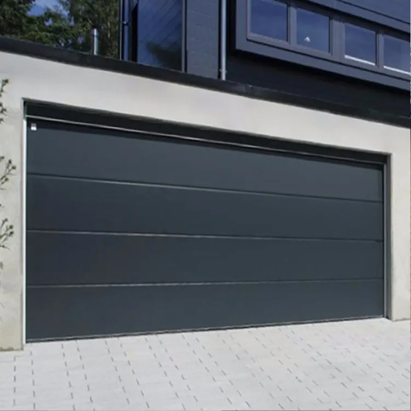 China Factory Custom Remote Control Automatic Garage Door Modern Design Black Color Aluminum Garage Doors