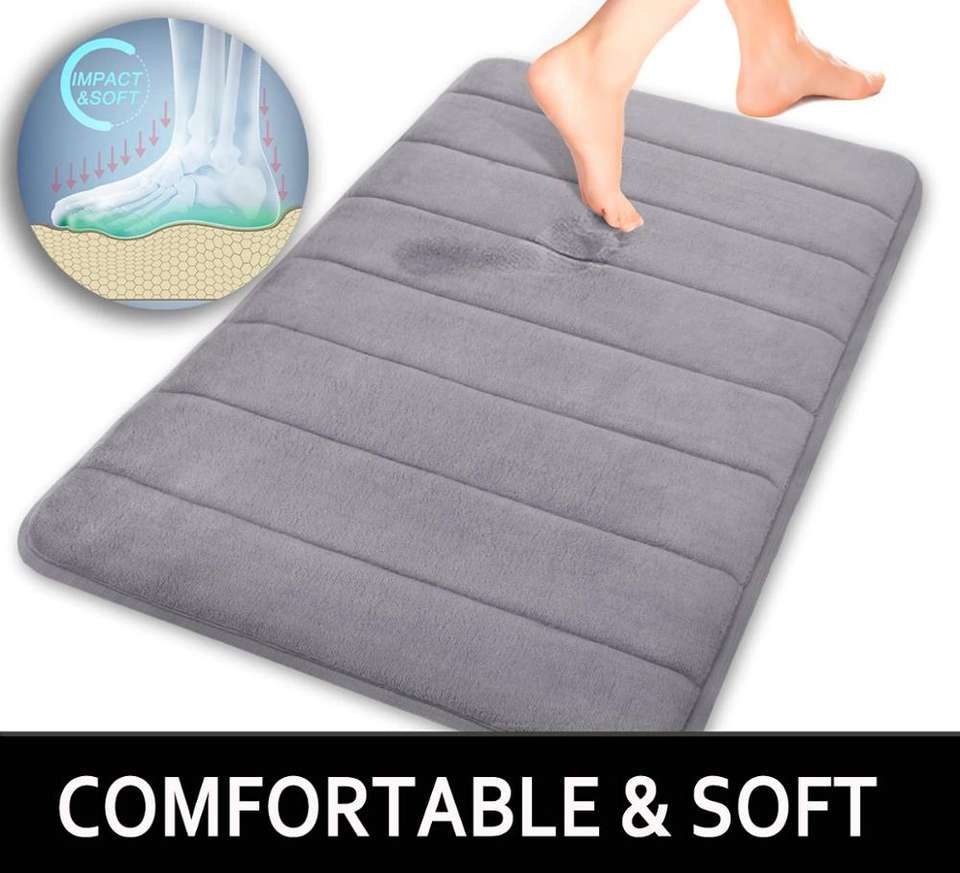 Water Absorb Memory Foam Bath Mat with Memory Effect Non Slip for Bathroom Bedroom Door Using