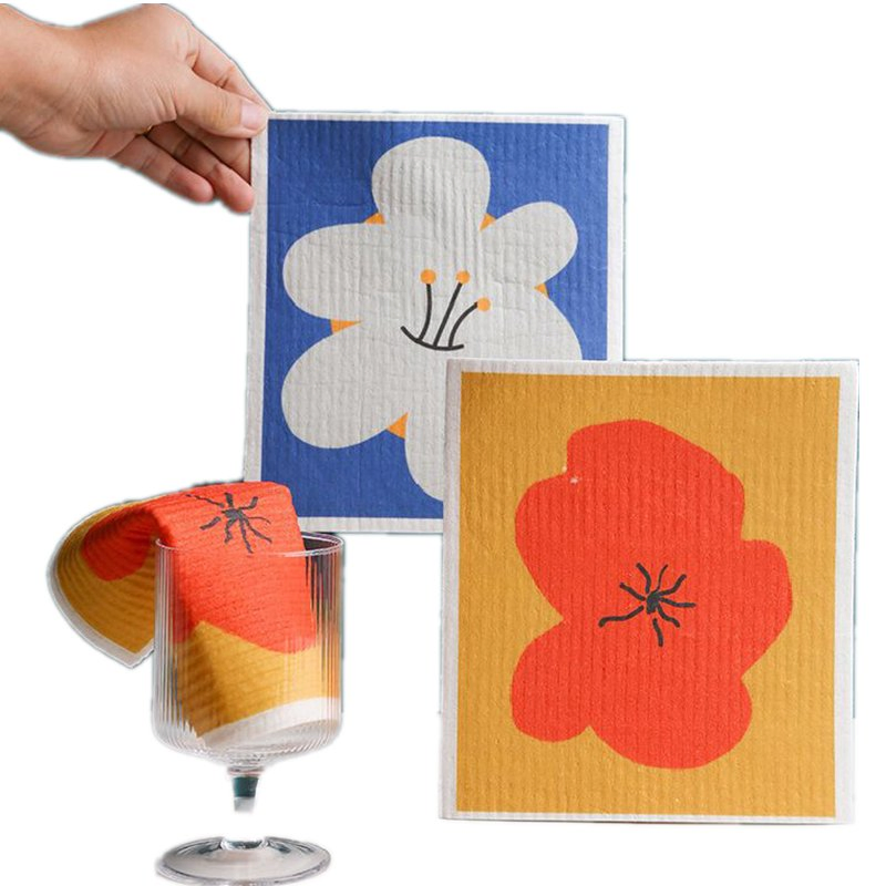 Reusable Sustainable Biodegradable Cellulose Sponge Cleaning Cloths for Kitchen Dish Rags Washing