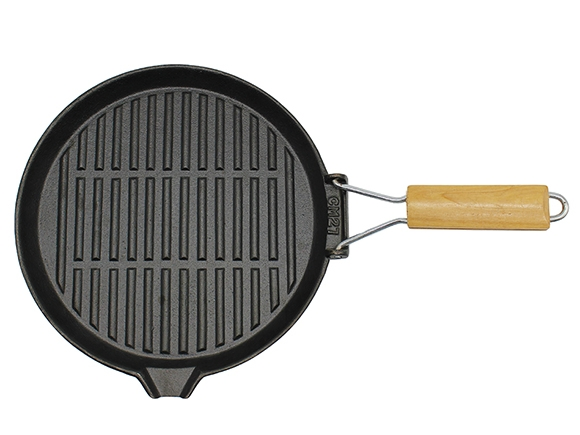 Чугунная гриль-сковорода с антипригарным покрытием и складной ручкой