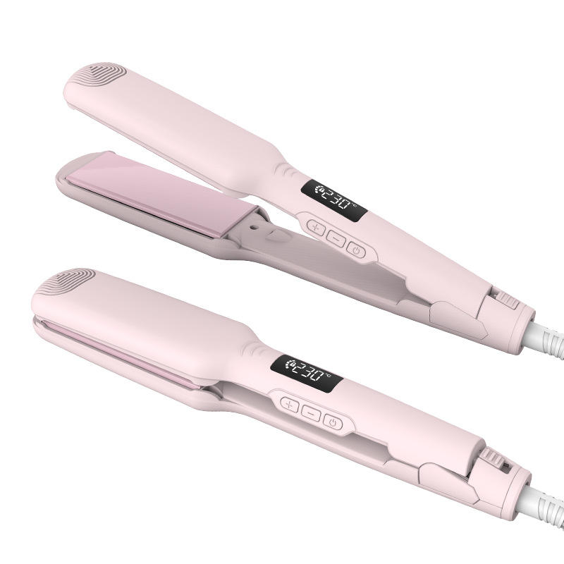 Save Electric LED Digital Display Wet-Dry Hair Straightener Wide Version Ceramic Dual Temperature Display Household Use