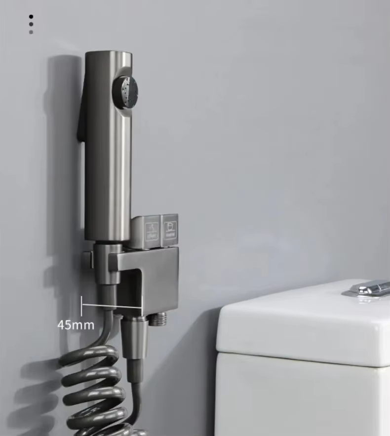 Bathroom Sanitary Shower Toilet Bidet Faucet Double Outlet Corner Valve Sprayer Set