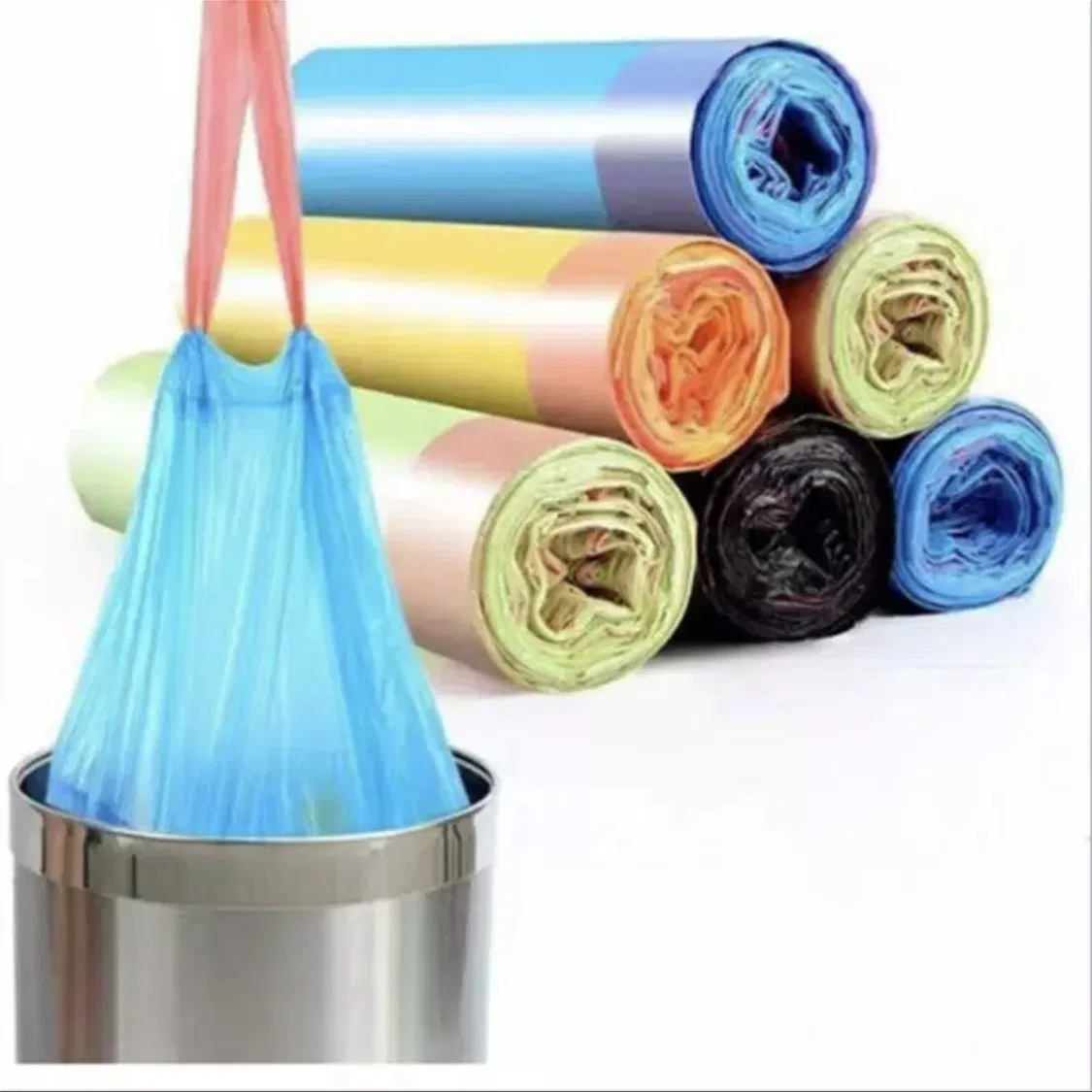 Heavy Duty Compostable 13 30 45 50 60 65 95 100 Gallon Plastic Drawstring Garbage Bag Trash Bag Roll Garbage Bag