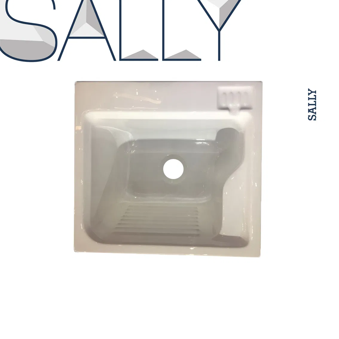 Sally White Acrylic 22X24.4X13.8" Laundry Cabinet Vanity Basin Sink for Washing Room