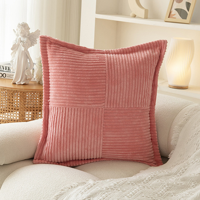 18X18 Inch Square Soft Solid Corduroy Pillow Cushion Cover for Home Couch Bed