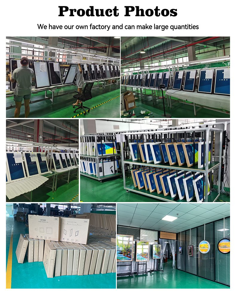 Allwin Digital Photo Frame Wooden Wall Clock HD LCD Panel Supports Android 11 Wooden Wifiusb 21.5-Inch Full Wood Frame 27 Inch 2+16GB