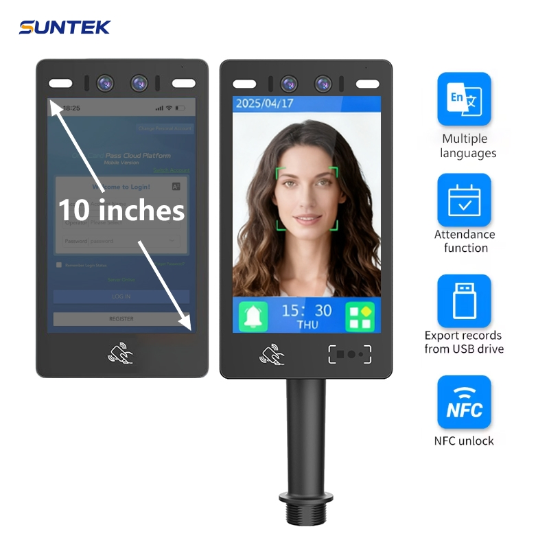 Suntek High-Capacity 10 Inch Dual Core Face Recognition Terminal for Access Control