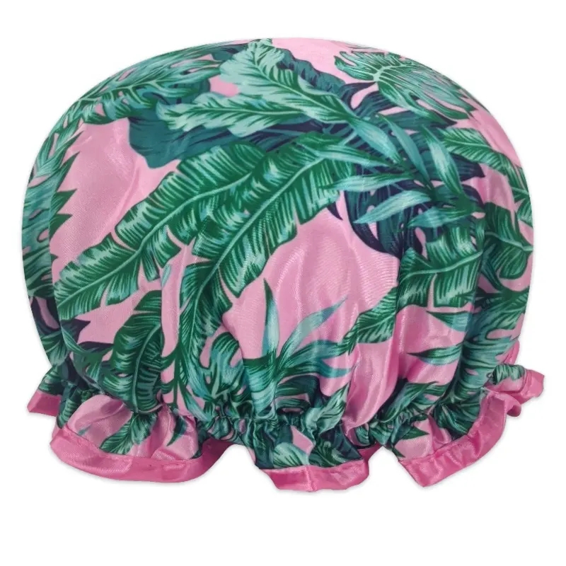 High Quality Printing Shower Caps Double Layer Satin Shower Cap