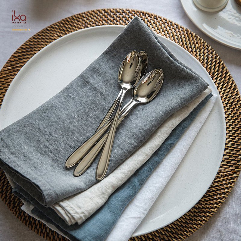 Home Decor Wholesale Indoor Christmas Decoration Party Beverage Color Printed Embroidered Custom Linen Napkins with Hemstitch