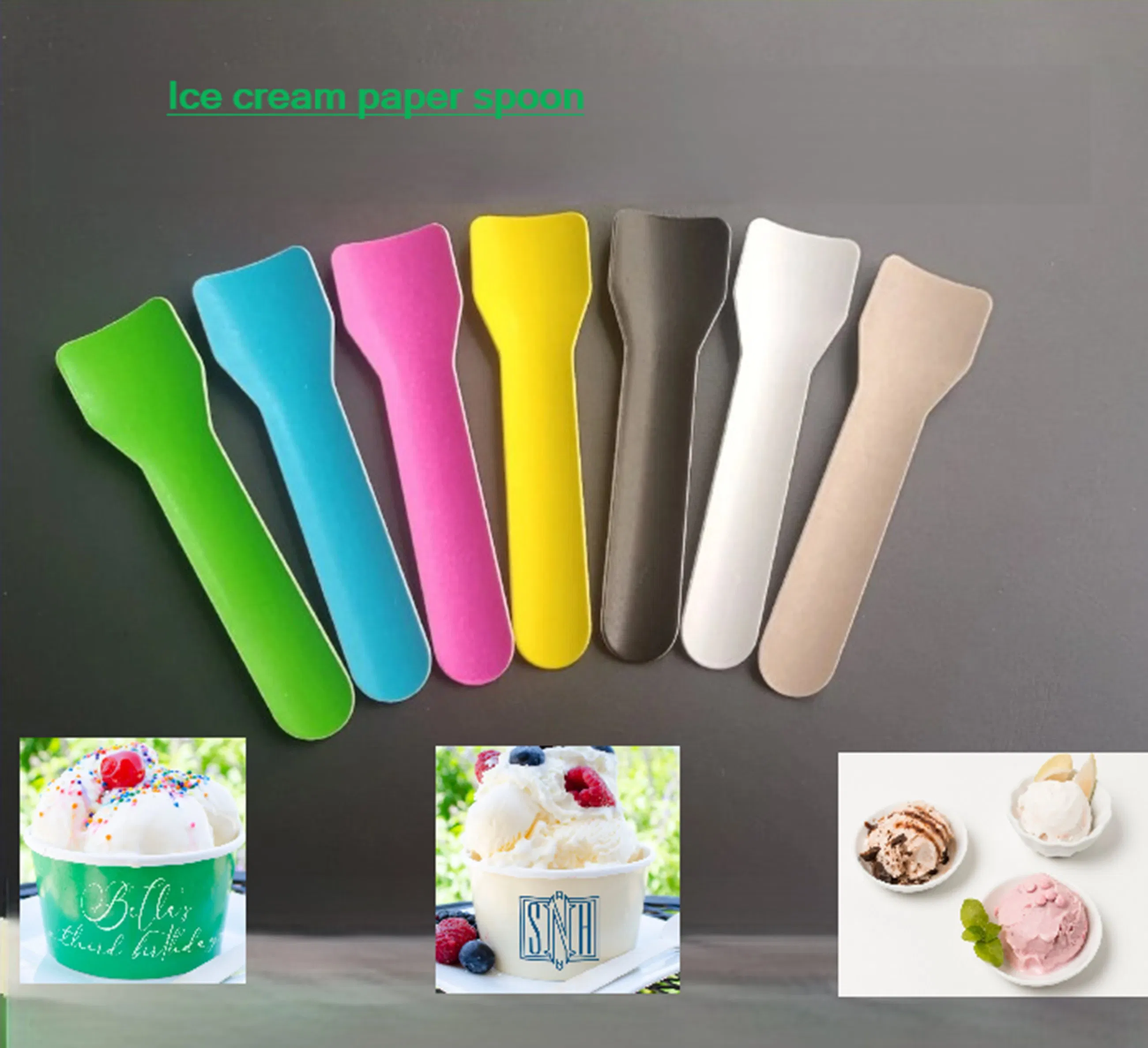 9-Layer Composite Kraft Paper Ice Cream Spoon, Super Hard