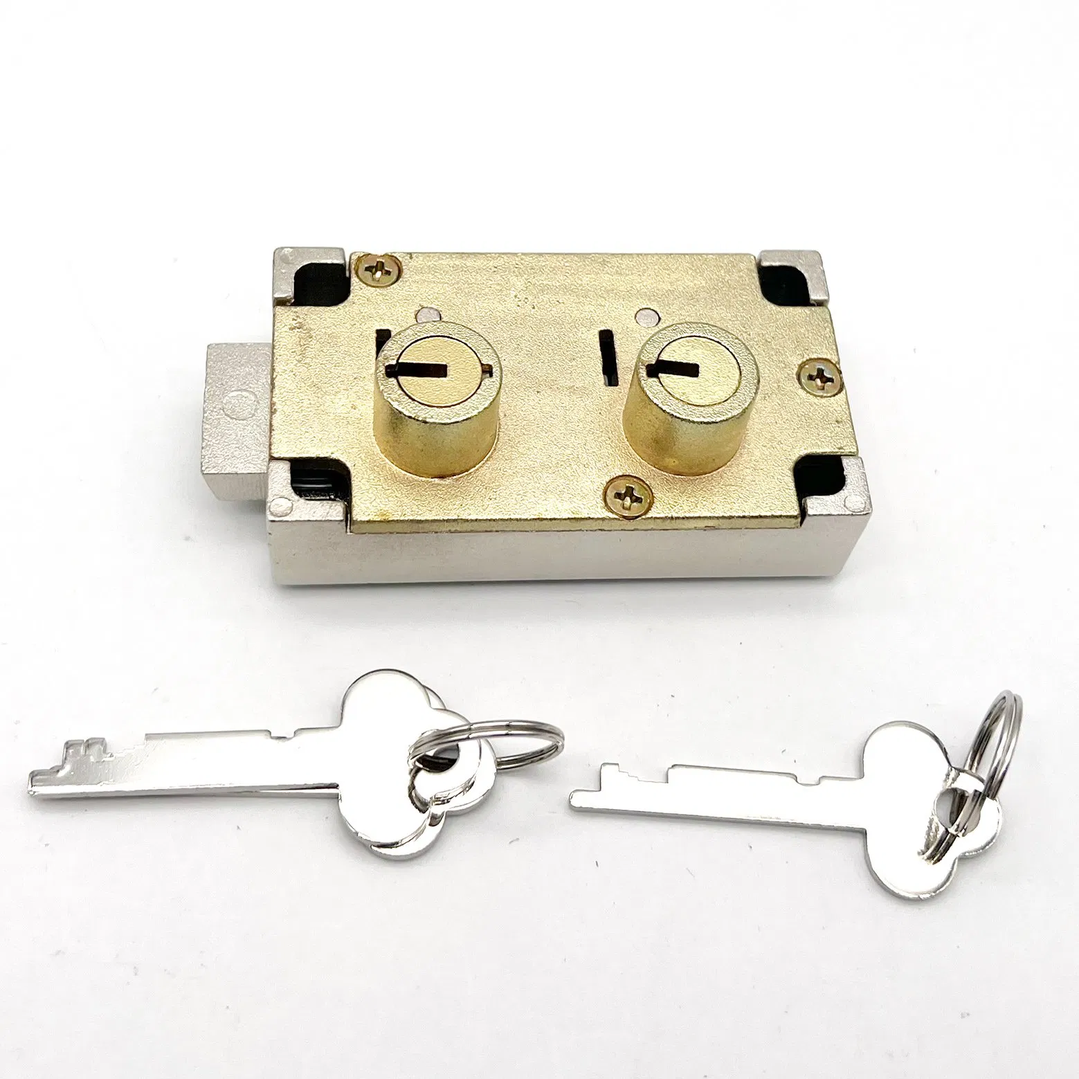 Double Key Changeable Safe Deposit Lock with Brass Finish Right Hand Opening