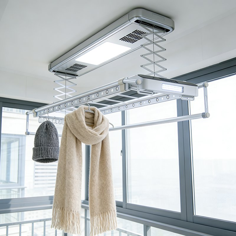 Smart Clothes Drying Rack Adjustable Height Illuminated Sterilization Stylish Clothes Drying Rack