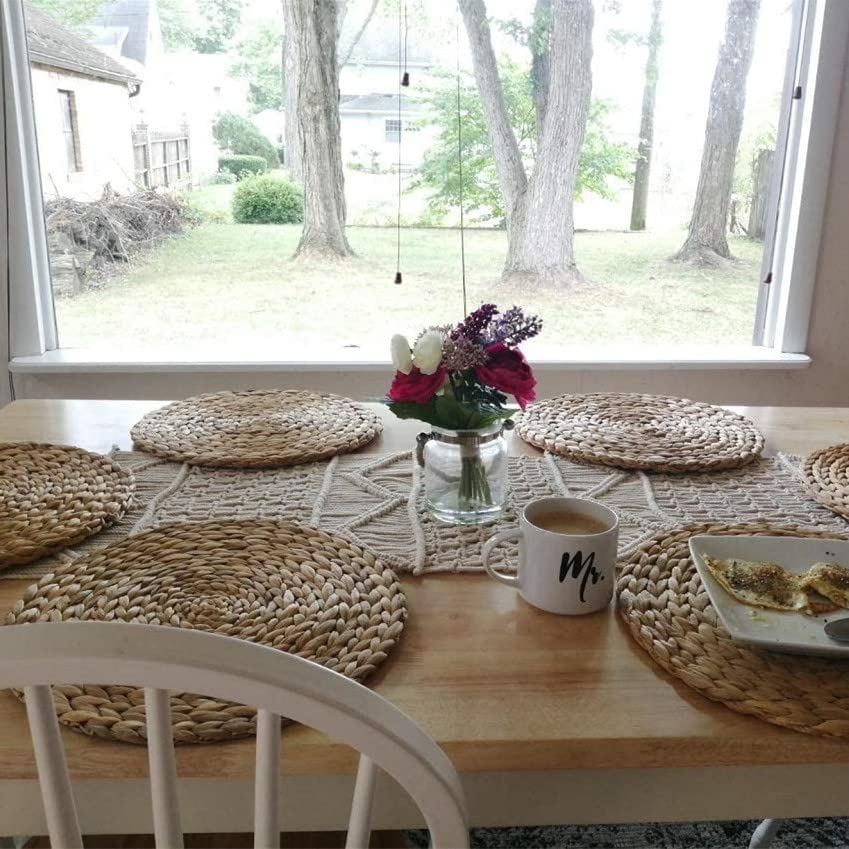 Natural Round Braided Weave No Slip Heat Resistant Placemat