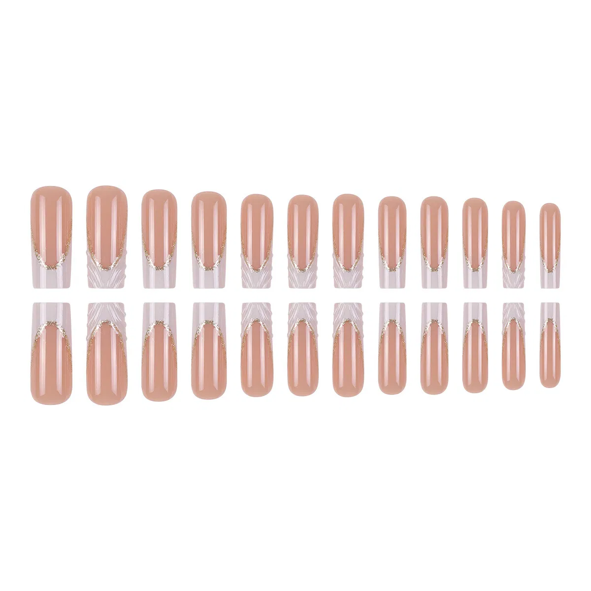 Cross-Border Explosive Long Water Pipe European and American Fake Nail Finished Products 3D Three-Dimensional French False Nail Wearable Nail Art