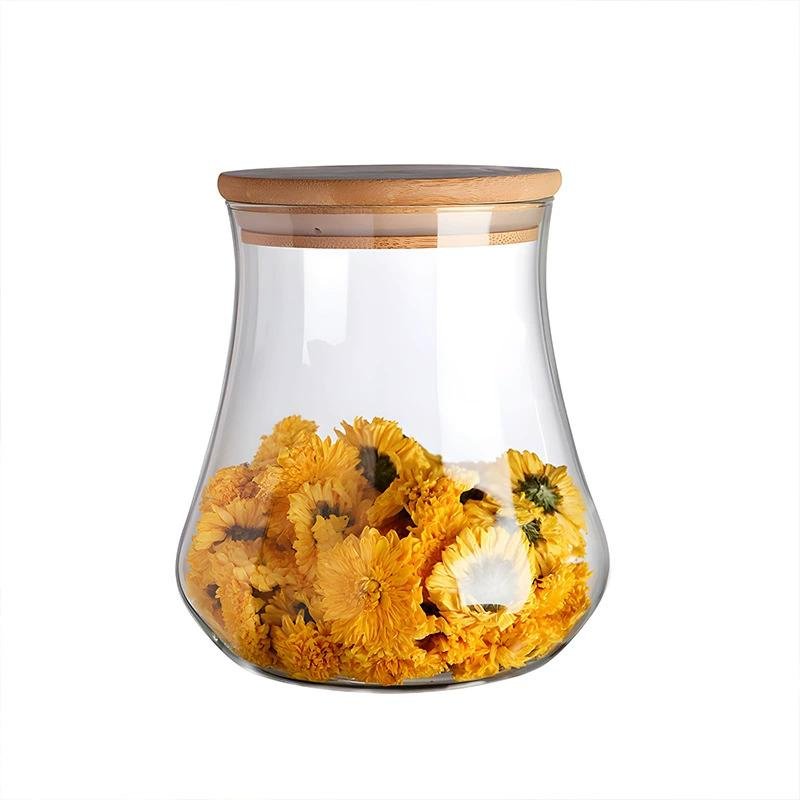 Wholesale Bamboo Lid Glass Jar with Silicone Sealed Perfect for Moisture or Air Tight Long Time Dry Grain Reservation
