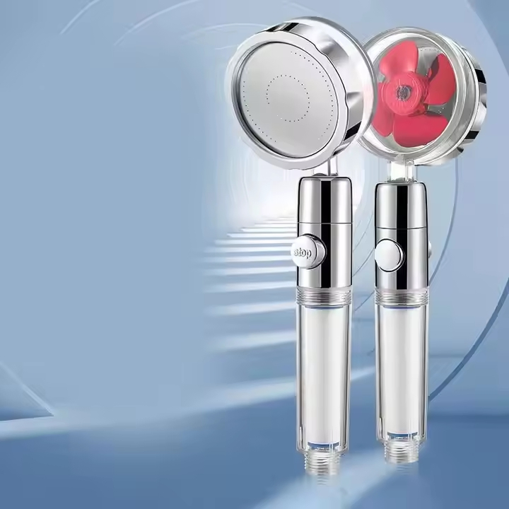 High Efficiency Rotating Shower Head for Water Conservation