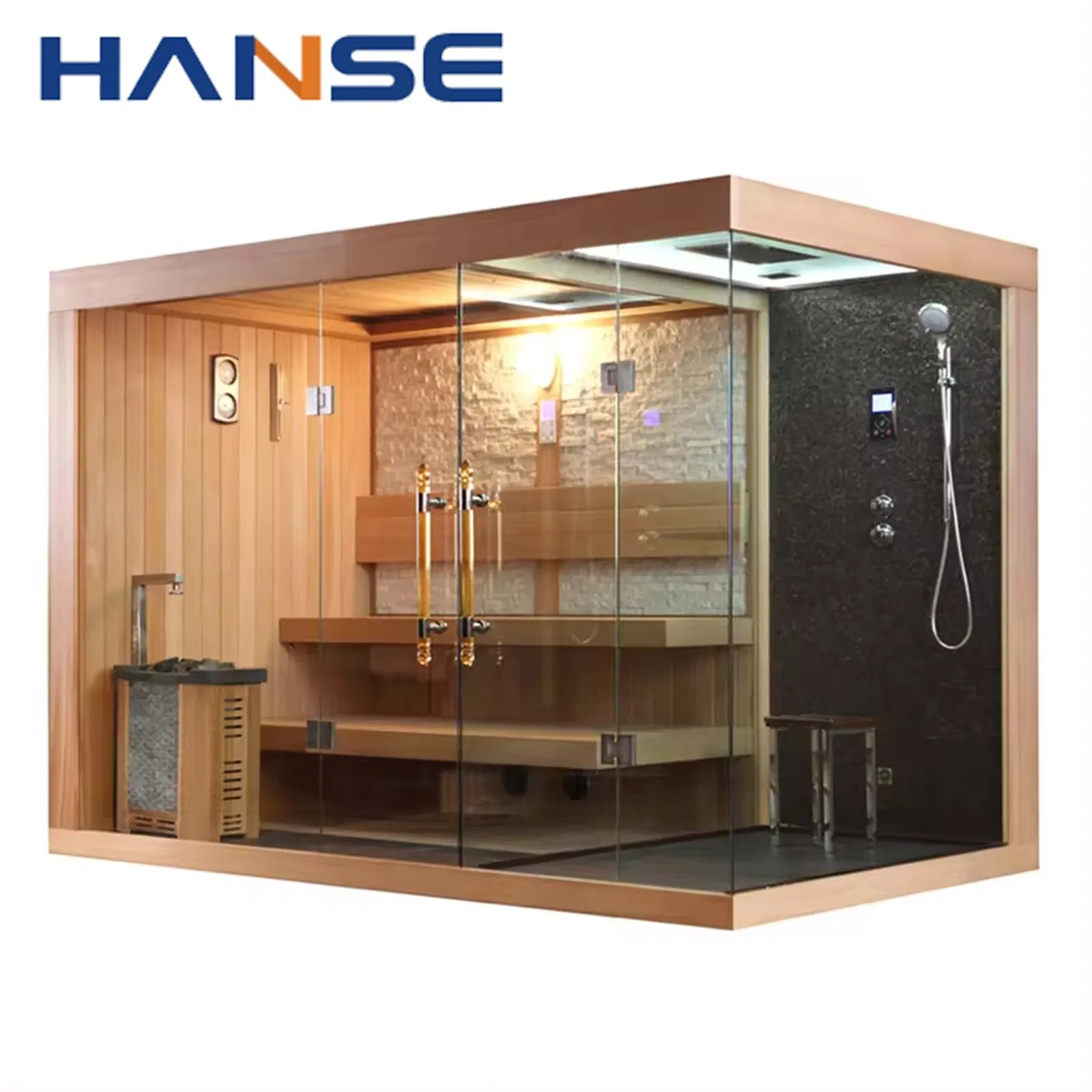 Luxury Custom Sauna Room Outdoor Shower Combination Custom Sauna Room Shower Combination High-End Custom Sauna Room