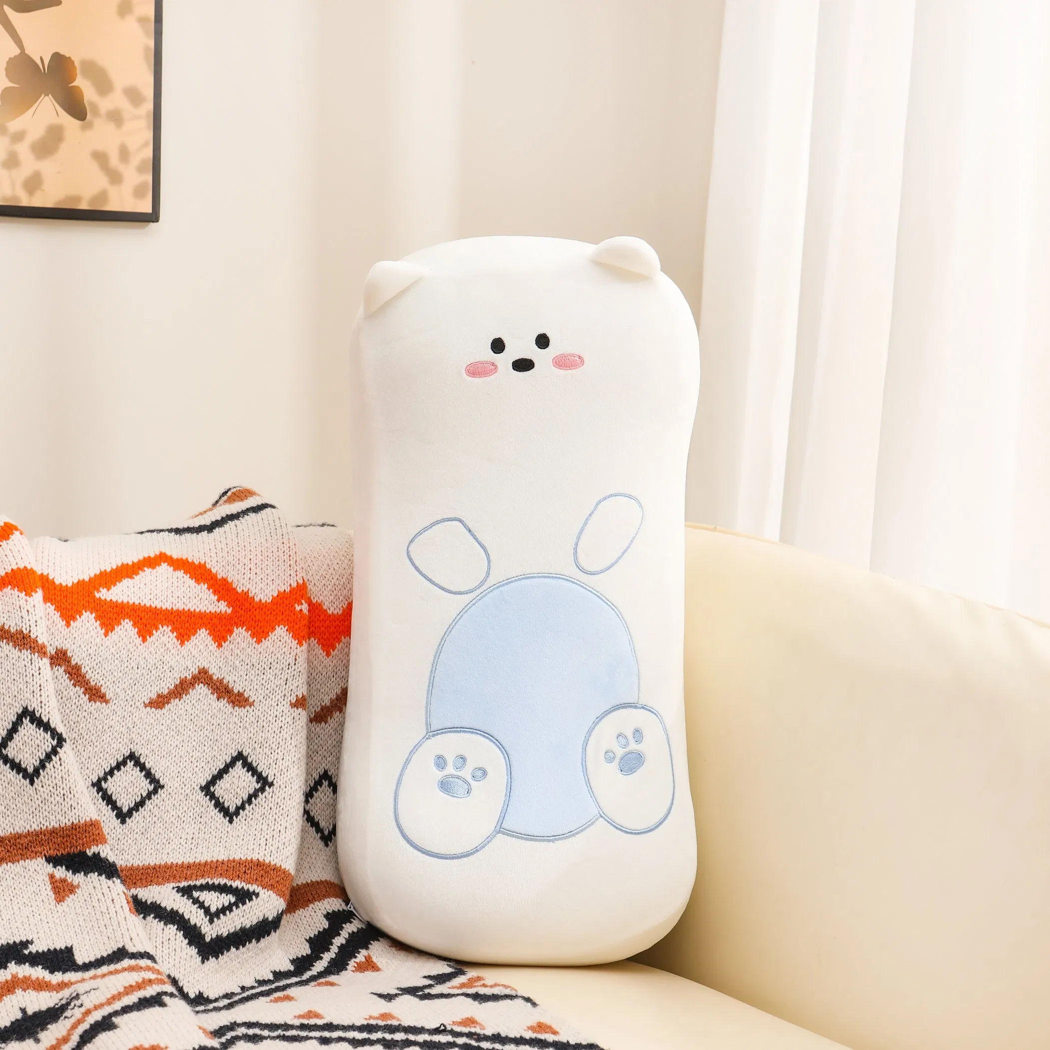 White Color Cute Bear Design PP Cotton Long Rectangle Pillows