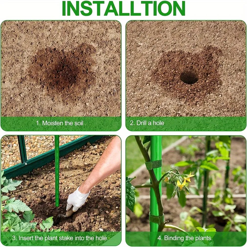 8PCS Garden Stakes Coated Steel Plant Pole for Fixing Trees and Plants, Tomato Sticks Supports for Potted, Yard Plant Support Stakes