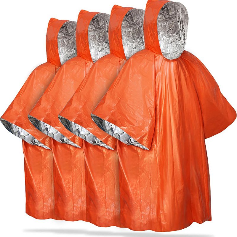 Outdoor Waterproof Foil Thermal Emergency Survival Rain Poncho