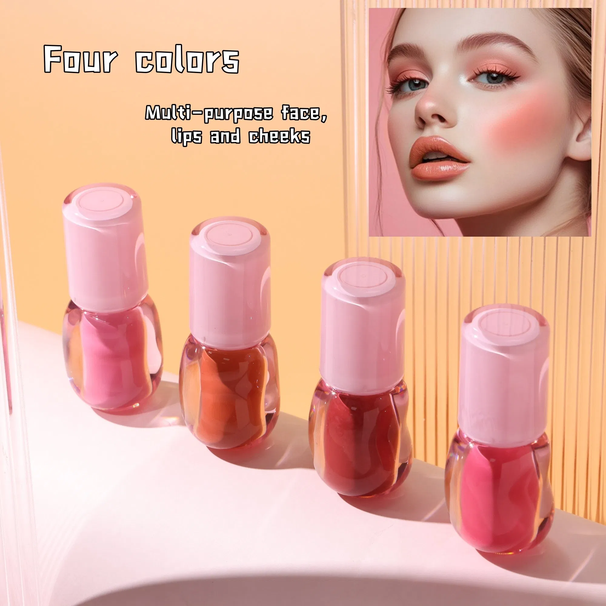 High Pigment 4 Shade Liquid Blush Waterproof Premium Blusher Wholesale Cosmetic