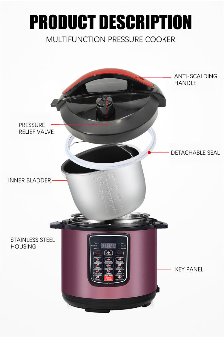 Multifunctional10 In1 Intelligent LED Display Thermostat Electric Pressure Cooker