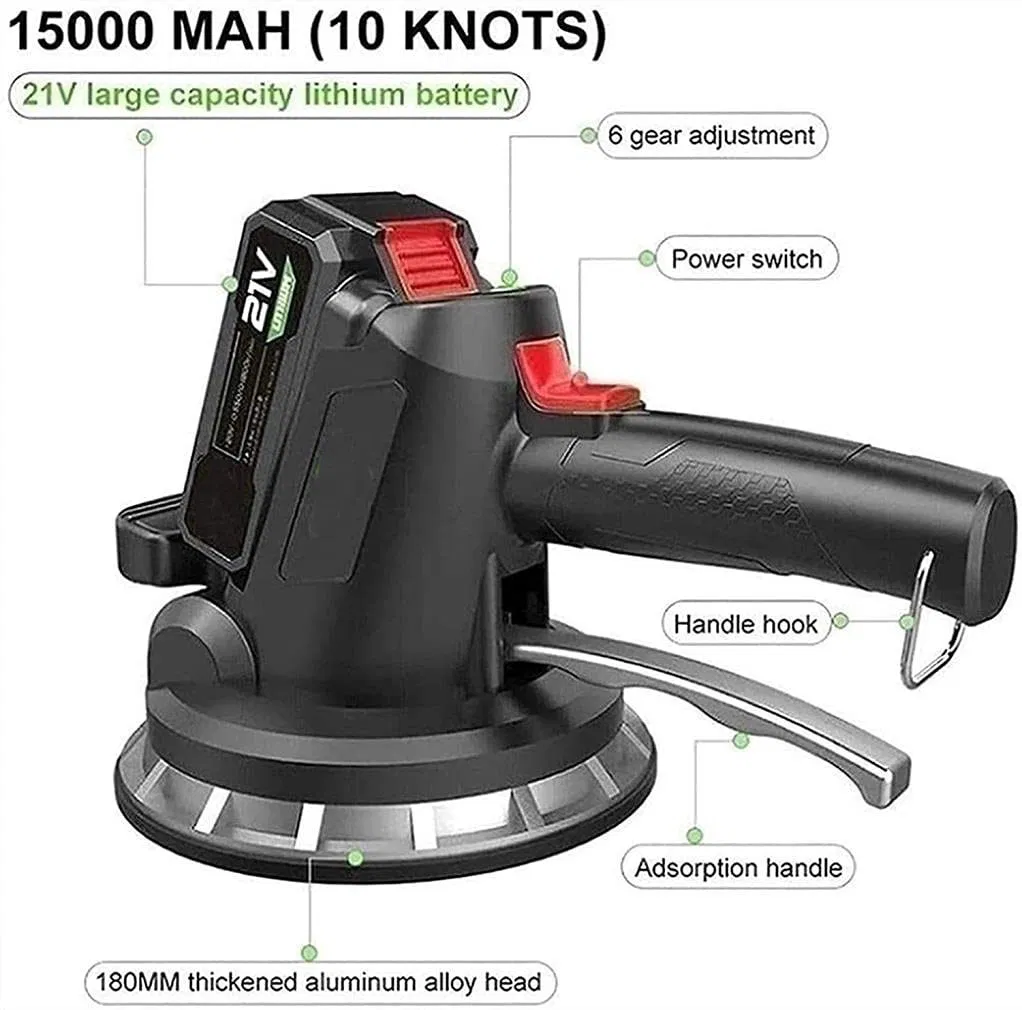 Cordless Tile Vibration Tool 21V Max Battery Portable Tiler Vibration Leveling Machine with 6 Adjustable Speed with Suction Cup
