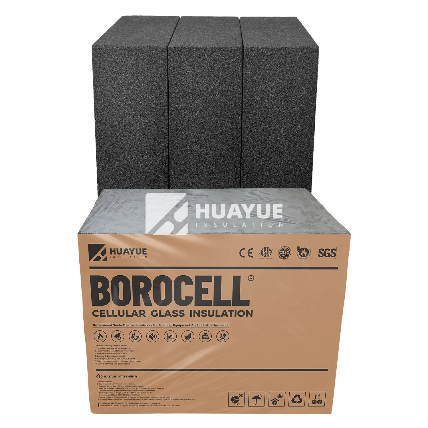 Low Density Foam Glass Panels for Energy Saving Industrial and Commercial Insulation