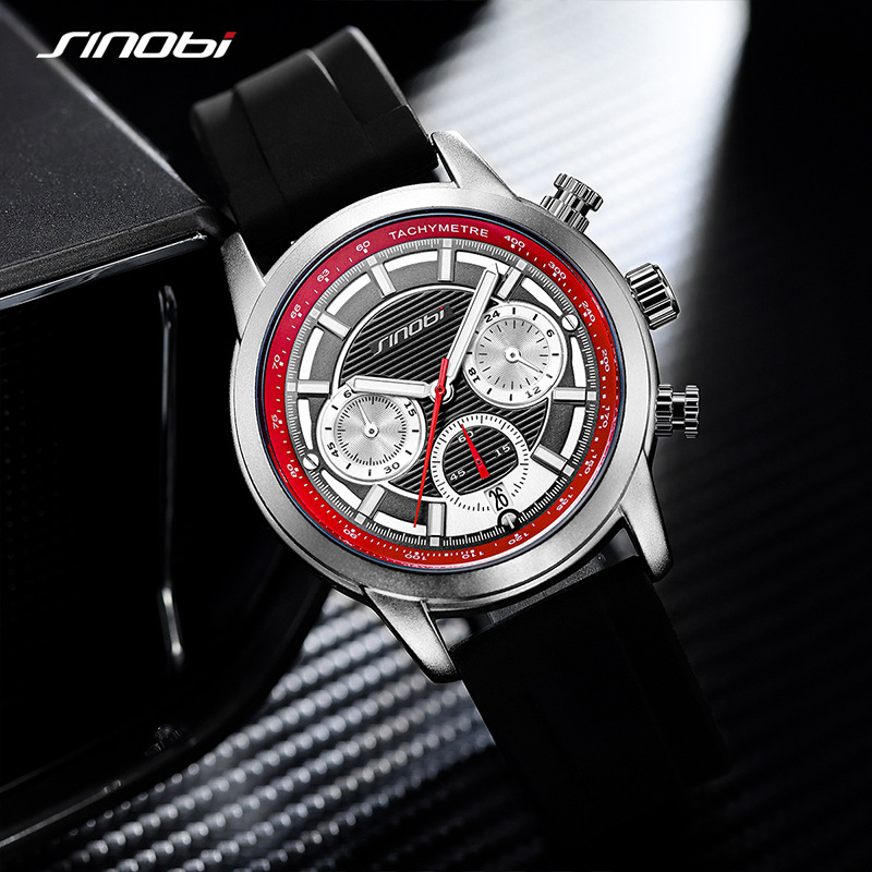 Sinobi S9865g Fashion Causal Men's Stainless Steel Strap Design-Forward Multi-Fucntional Quartz Watch