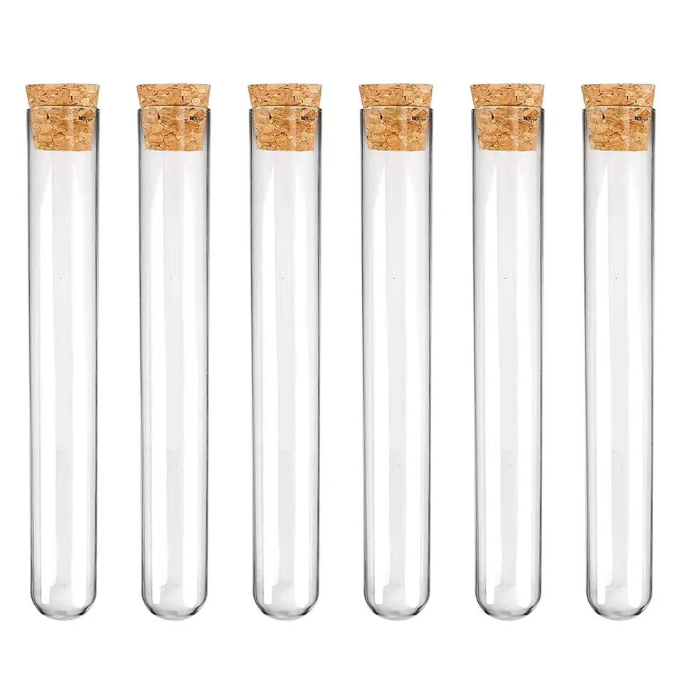 Flat Glass Test Tube with Cork Caps