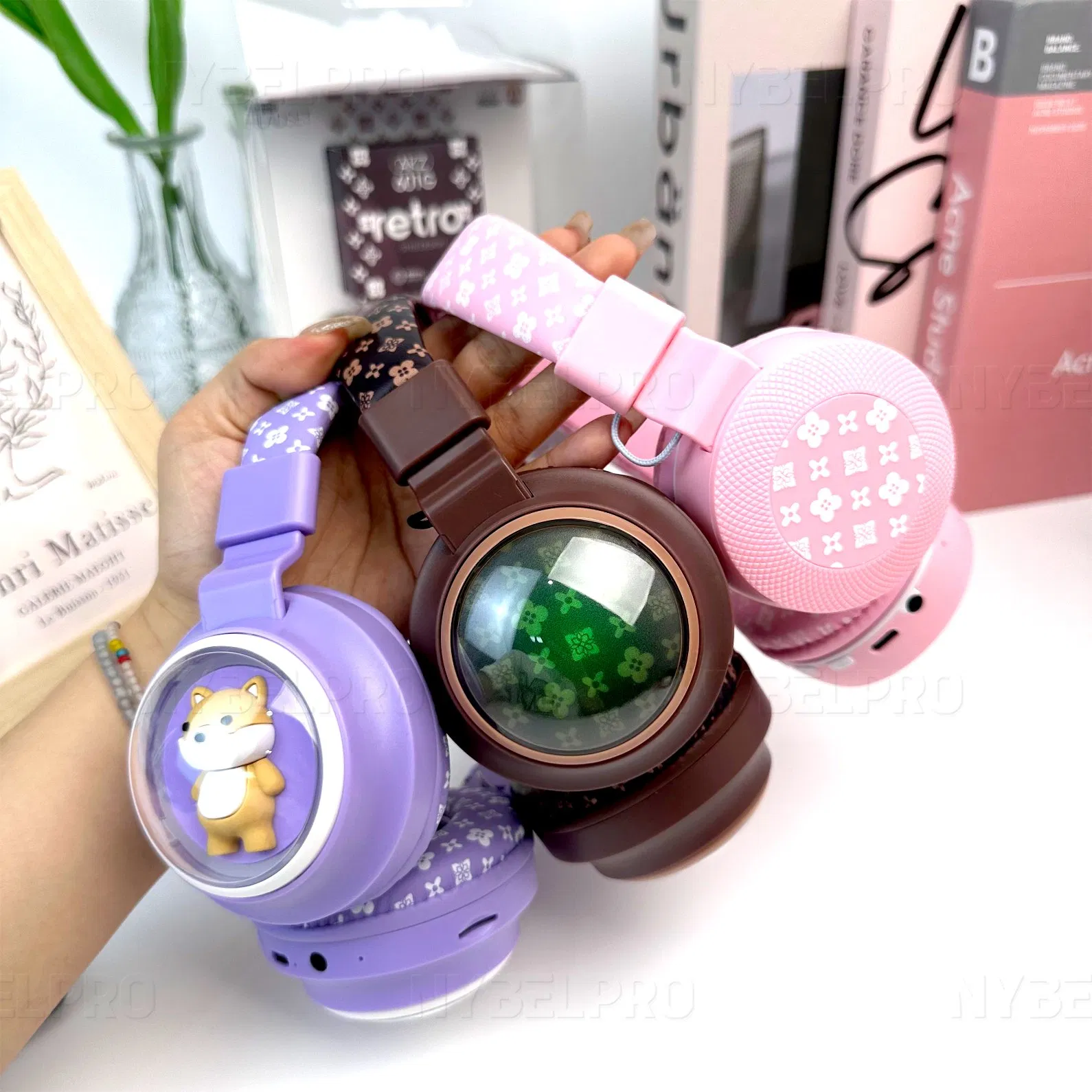 Nybelpro Purple/Pink Cute Animal Bluetooth Headset Regalos De Navidad Auriculares Con Bluetooth Hot-Selling Christmas Gifts Wireless Headphone for Children Kids
