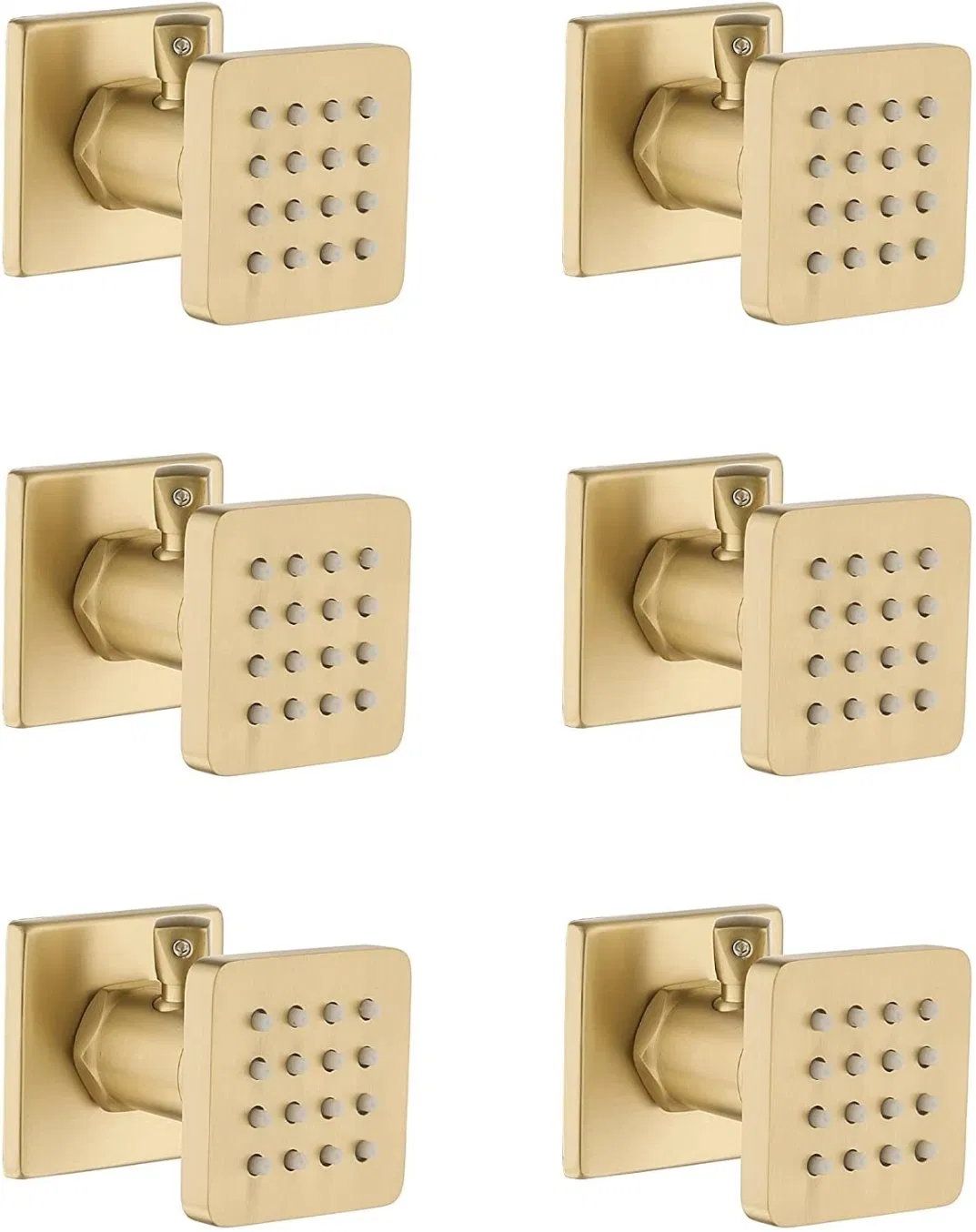 (Upgrade) Solid Brass Shower Body Spray Massage Nozzle Wall Jets, Flow Can Be Controlled, Showerhead Can Swivel (6 PCS, Brushed Gold)