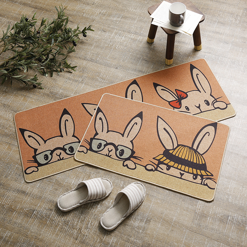 Custom Linen Surface Washable Modern Anti Fatigue Kitchen Floor Mat