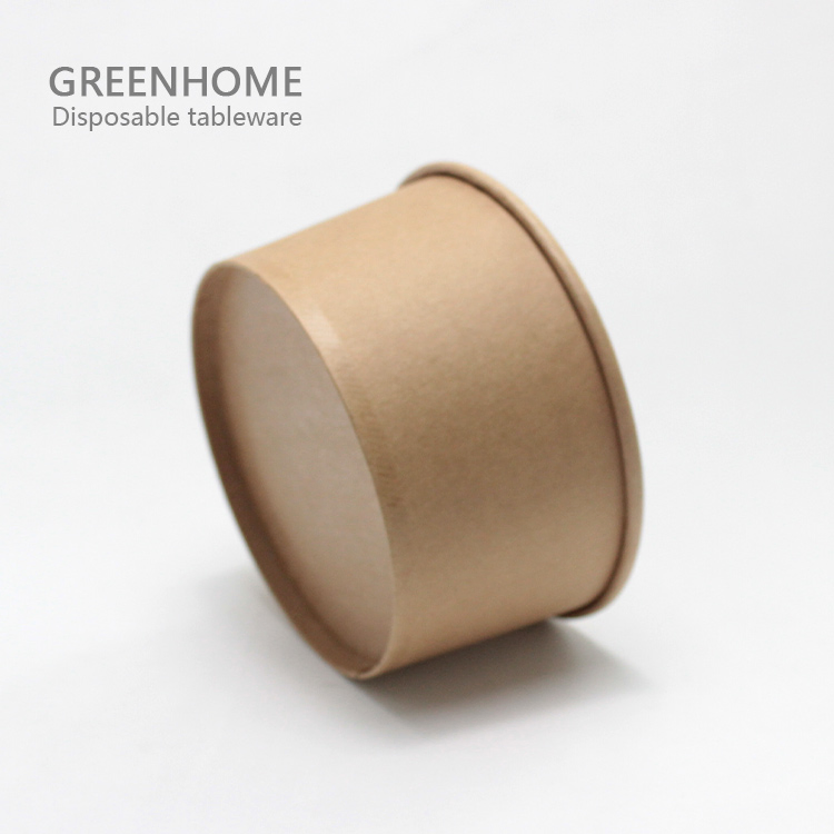 Eco-Friendly Disposable Kraft Paper Salad Bowl with Pet Lid Paper Bowl Takeaway