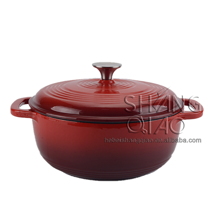 Чугунная эмалированная жаровня 3 кварты красная